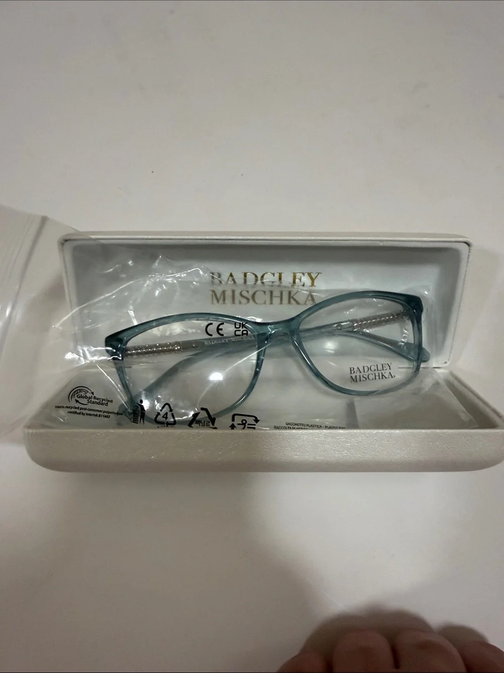 NWT Teddi Badgley Mischka Women's Clear Teal  Turquoise Ophthalmic Frame Glasses